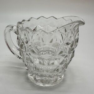 Vintage glass creamer American" or "Cubist" pattern Fostoria or Jeannette Glass.
